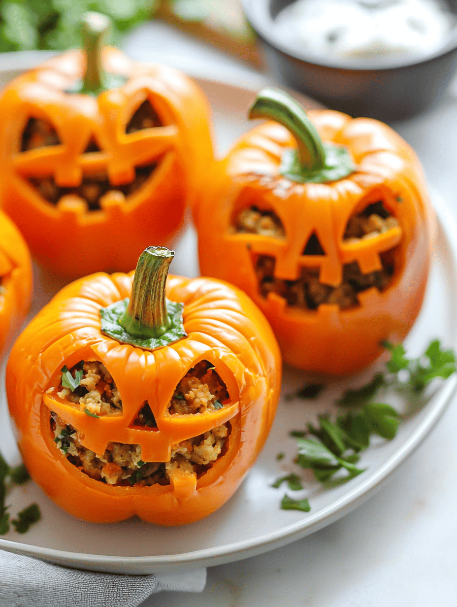 Spooky Silhouettes: Haunted Halloween Jack-o’-Lantern Stuffed Peppers