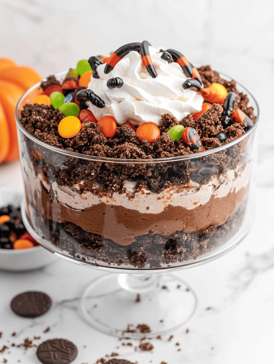 Spooky Gooey Halloween Dirt Cake with Gummy Worms